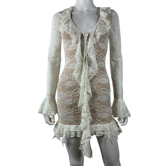 Majorelle 'Lucia' White Nylon Mini Dress Size S - Picture 2 of 4